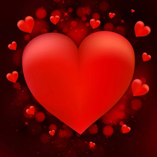 Valentin szív. Dekoratív szíve háttér-val sok vörös — Stock Vector