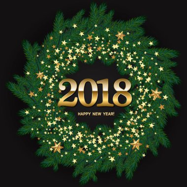 Mutlu yeni yıl tasarım doğal seyir yapılan çelenk ile