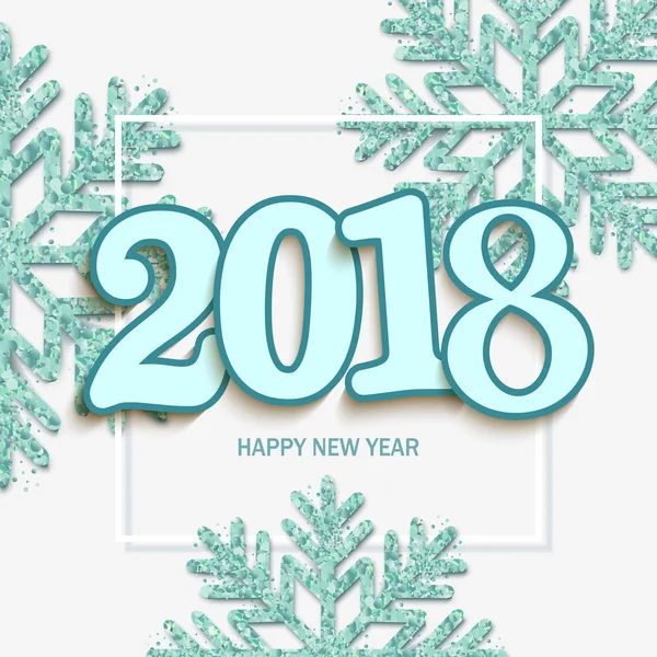 Feliz año nuevo diseño fondo blanco con 2018 y brillante bl — Vector de stock