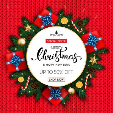 Neşeli Noel satışı büyük başlığı köknar ağacı, Hediyelik, şeker köpekler