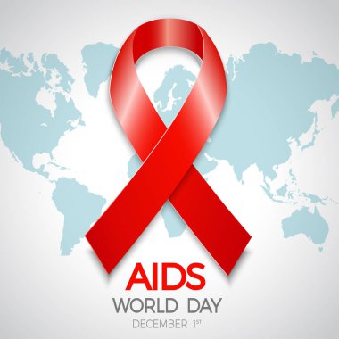 AIDS bilinçlendirme kırmızı şerit. Dünya AIDS günü kavramı. Vektör Illust