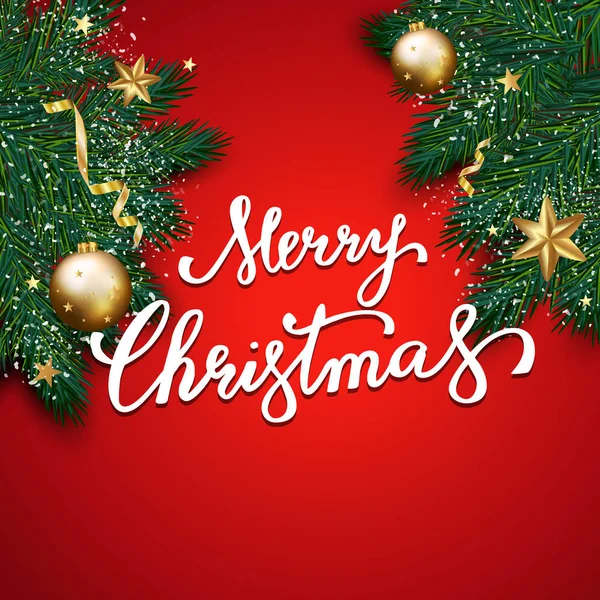 Χαρούμενα Χριστούγεννα γράμματα σε κόκκινο φόντο, Χριστούγεννα λεμονάτα — Διανυσματικό Αρχείο