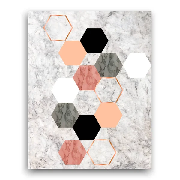 Mermer arka plan ile altıgen yanarak bahislerin doğru. Kartınız için geometrik Yazdır,