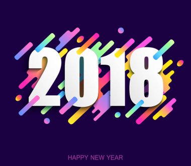 Mutlu yeni yıl 2018 yaratıcı tasarım kartı modern arka plan üzerinde. V