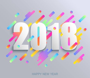 Mutlu yeni yıl 2018 yaratıcı tasarım kartı modern arka plan üzerinde. V