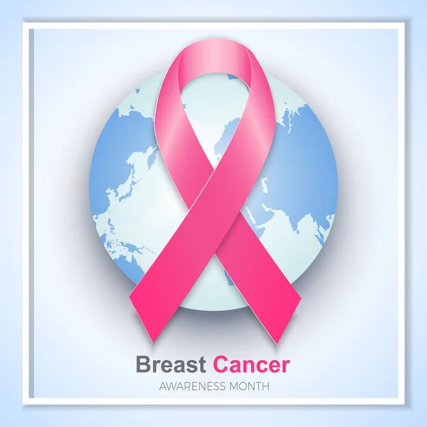 Diseño del mes de concienciación sobre el cáncer de mama. Fondo con ribbo rosa — Vector de stock