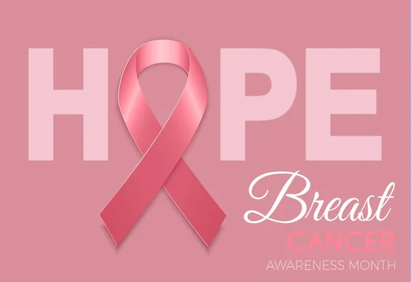 Símbolo del mes de concienciación del cáncer de mama con cinta rosa si — Vector de stock