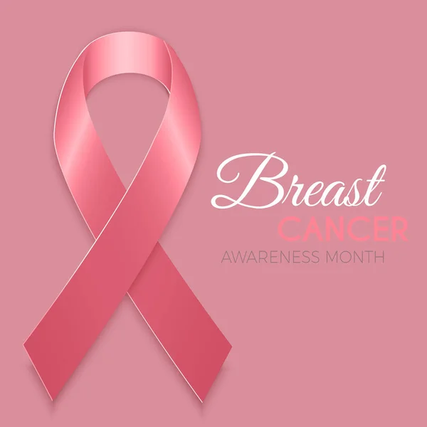 Brustkrebs Bewusstsein Monat Symbol Emblem mit Vektor rosa Rippe — Stockvektor