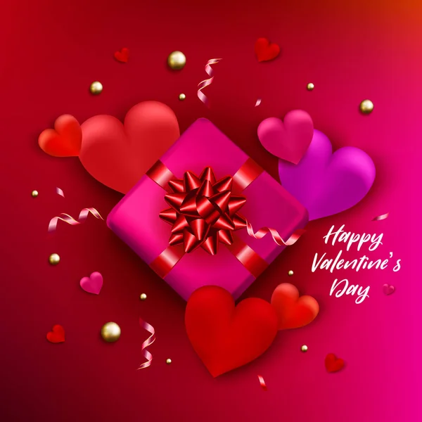 Valentinky den symbol srdce tvar a dárkové kazety. Vektorové ho — Stockový vektor