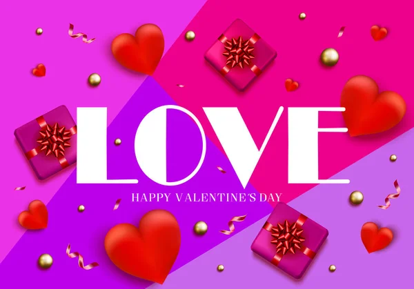 Valentin-nap elegáns háttér a szív, a világos díszdobozban — Stock Vector