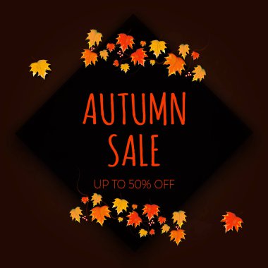 Sonbahar Satılık arka plan düzen süslemeleri alışveriş için yaprakları ile 