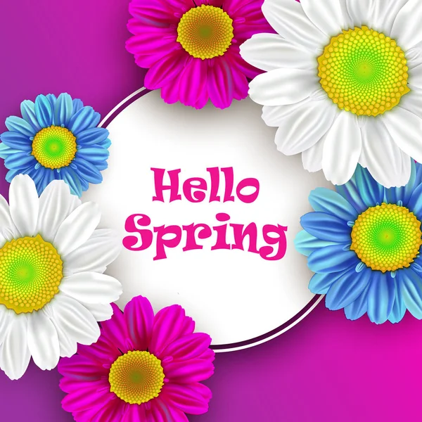 Bunte Frühlingshintergrund mit schönen Blumen. Vektorunlust — Stockvektor