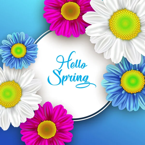 Bunte Frühling Hintergrund mit schönen Blumen. Vektor — Stockvektor