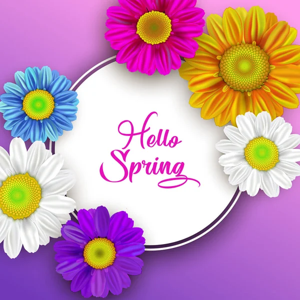 Bunte Frühling Hintergrund mit schönen Blumen. Vektor — Stockvektor