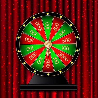 Çarkıfelek kırmızı perdeler arka plan üzerinde. Vektör illustratio