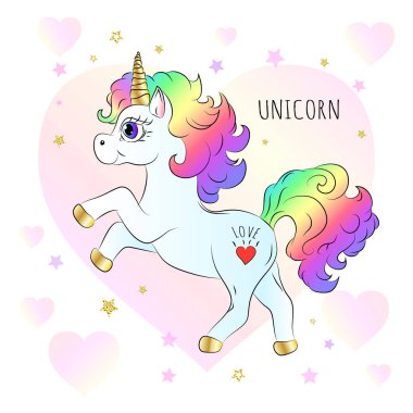 Vektör tek boynuzlu at. El çizmek