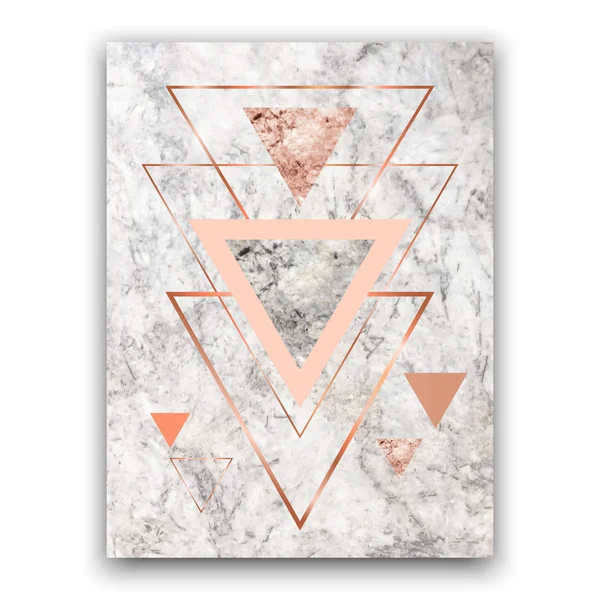 Fondo de mármol con triángulos de oro rosa. Impresión geométrica para — Vector de stock