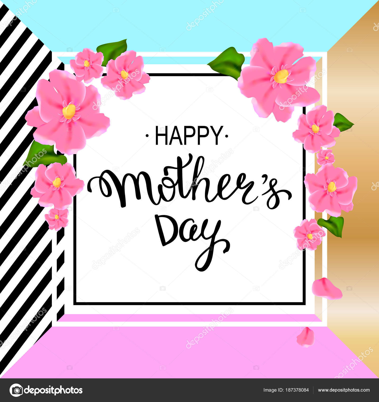 happy mothers day layout design with pink flowers hand letteri flower layout design