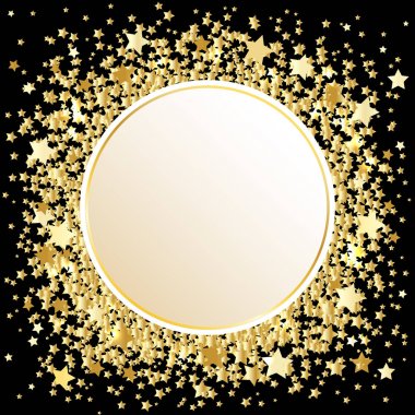 Metin, vect için yer siyah zemin üzerine altın parlak yıldız