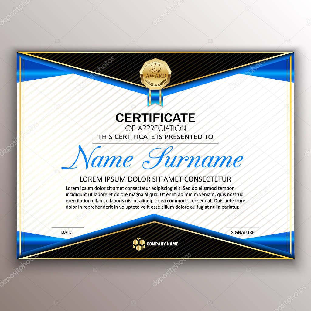 Beautiful certificate template design with best award symbol. Ve
