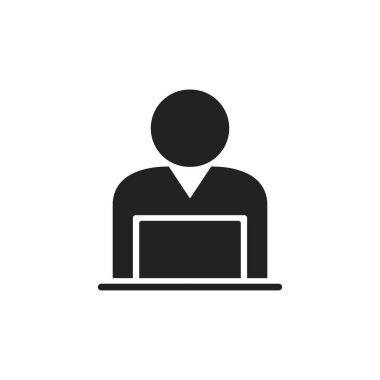 Erkek dizüstü bilgisayar vektör simgesi düz biçim illüstrasyonu