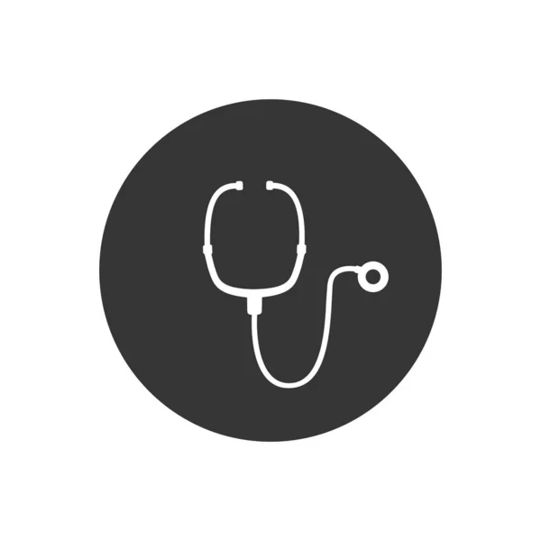 Icono médico abstracto con estetoscopio, ilustración vectorial en gris — Vector de stock