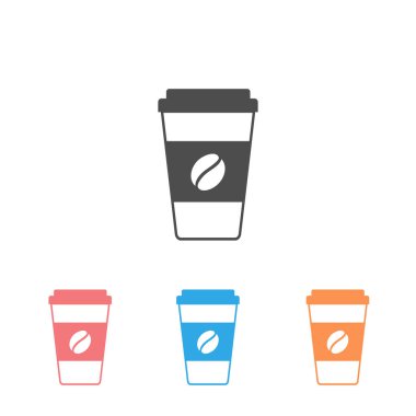 Sıcak kahve fincanı vektör simgesi beyaza izole edilmiş resimleme seti