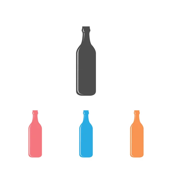 Conjunto de iconos de botella de cerveza plana aislada sobre un fondo blanco. Vector — Vector de stock
