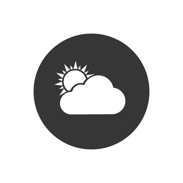 Icono de sol blanco y clima nuboso aislado sobre fondo gris. Vector — Archivo Imágenes Vectoriales