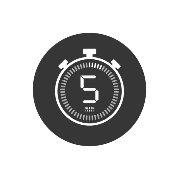 Die 5 Minuten, Stoppuhr-Vektorsymbol, digitale Zeitschaltuhr. 06.12.2014 00: 00 Uhr, Länderspiegel — Stockvektor