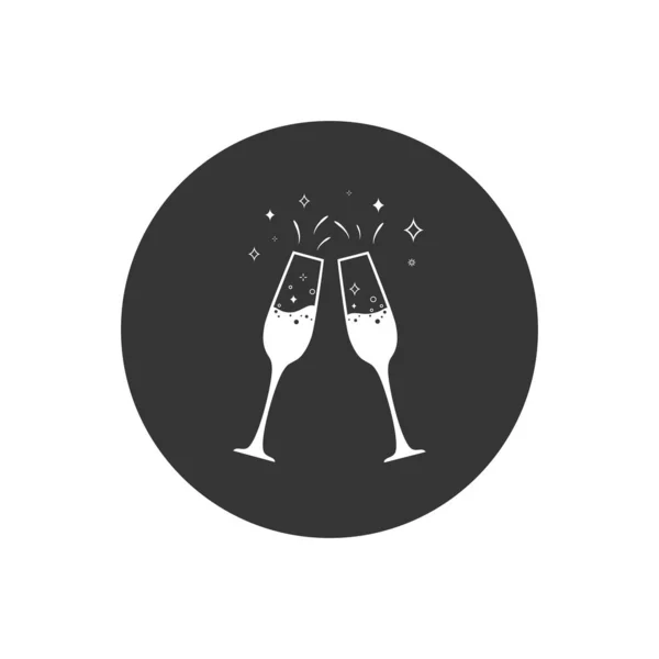 Ícone de copo de champanhe. Ilustração vetorial estilo plano — Vetor de Stock