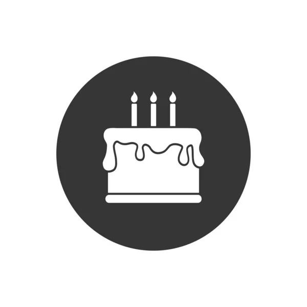Buon compleanno e icona della torta. Stile piatto vettoriale — Vettoriale Stock