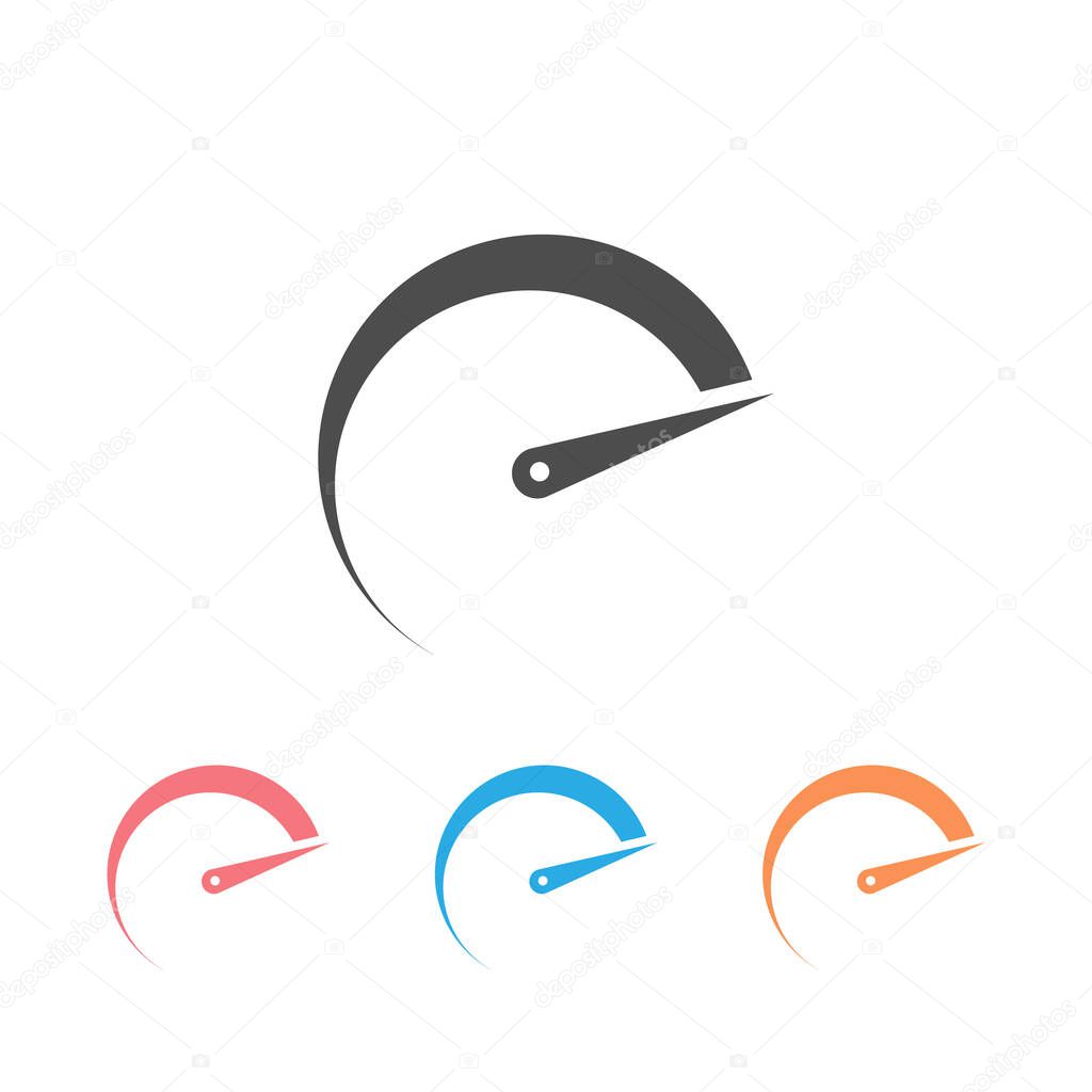 Speedometers icon set, isolated. Flat design Vector