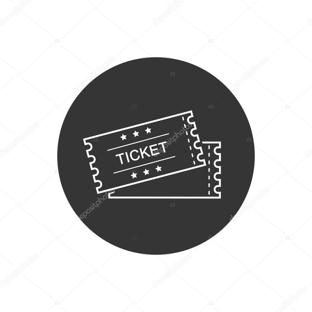 Ticket line vector icon. White illustration isolated on gray for graphic and web