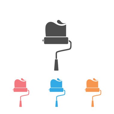 Boya silindiri ikonu seti. Vektör illüstrasyonu düz biçimi