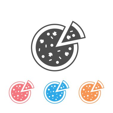 Mantar ikonlu pizza modern vektör.