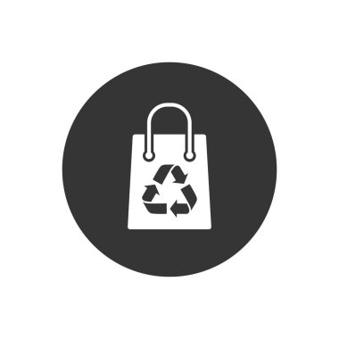 Gri renkte geri dönüşüm torbası simgesi. Vektör düz biçimi