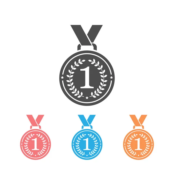 Medaille mit Band flache Vektor-Icon-Set für Sport-Apps Webseiten — Stockvektor