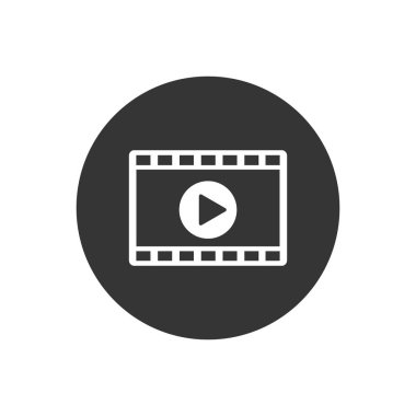 Gri arkaplan üzerine video vektör simgesi modern düz biçim