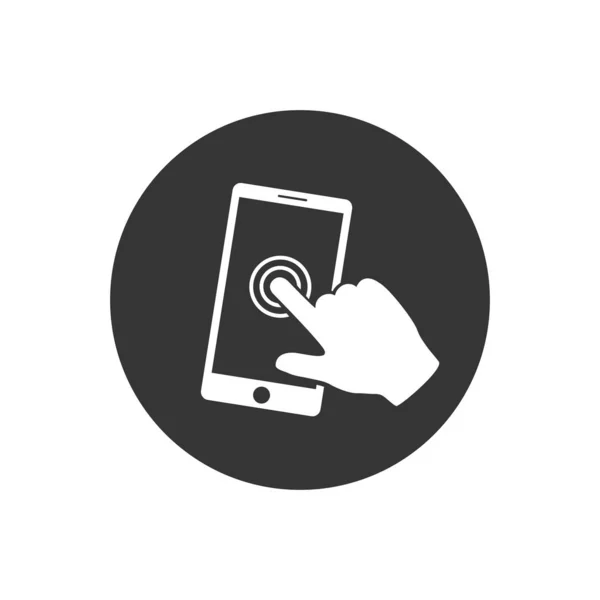 Ecran Smartphone avec main, icône écran tactile — Image vectorielle