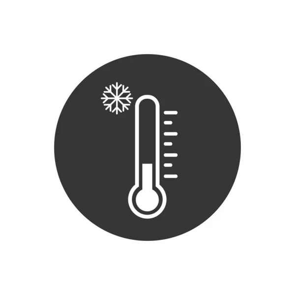 Ikona teploměru pro chladné počasí vektor ilustrace bílá na šedém pozadí. Prvek plochého webdesignu pro webové stránky, aplikace nebo infografiku — Stockový vektor