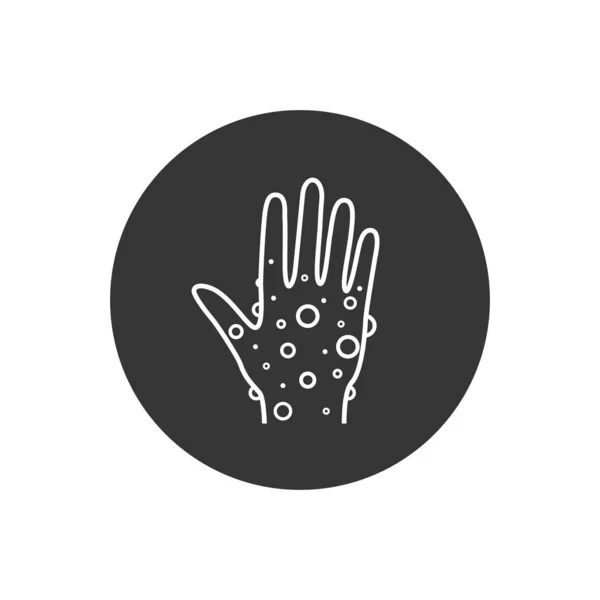 Eczeem hand huid lijn pictogram. lineair stijlteken voor mobiel concept en webdesign. Huiduitslag hand, allergische reactie schets vector pictogram. Symbool, logo illustratie. Pixel perfecte vector — Stockvector