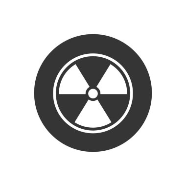 Gri arkaplanda beyaz radyoaktif simge izole edildi. Radyoaktif zehirli sembol. Radyasyon tehlikesi işareti. Vektör