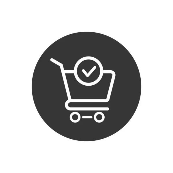Bevásárlókosár és ellenőrző jel ikon vektor kész rendelés, erősítse sík jel szimbólumok logó illusztráció elszigetelt. Concept design art üzleti és online — Stock Vector