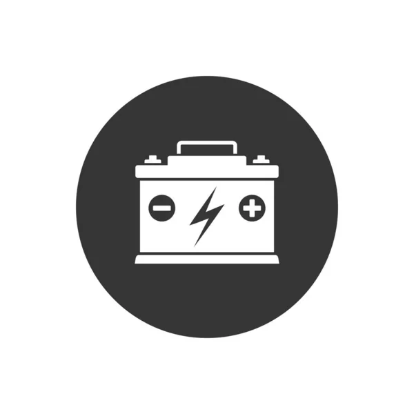 Illustration of car battery white icon on gray background. — Stock Vector