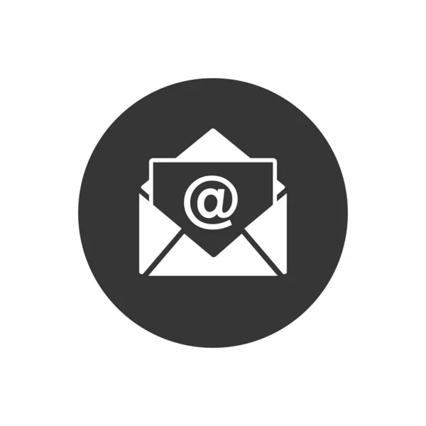 Vecteur de courrier icône blanche sur gris dans le style plat — Image vectorielle