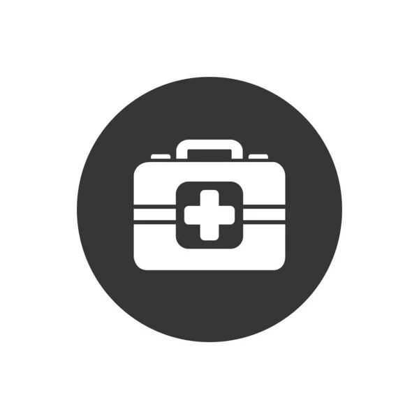 Medicine Briefcase white icon on gray. Vector in flat style — Stock Vector