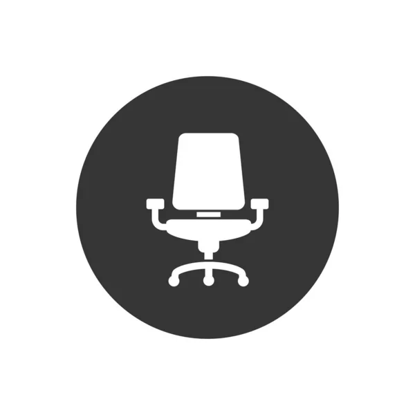 Vetor de cadeira de escritório ícone branco no cinza em estilo plano — Vetor de Stock