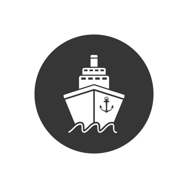 Ship icon flat. White pictogram on grey background. Vector illustration — Stock vektor