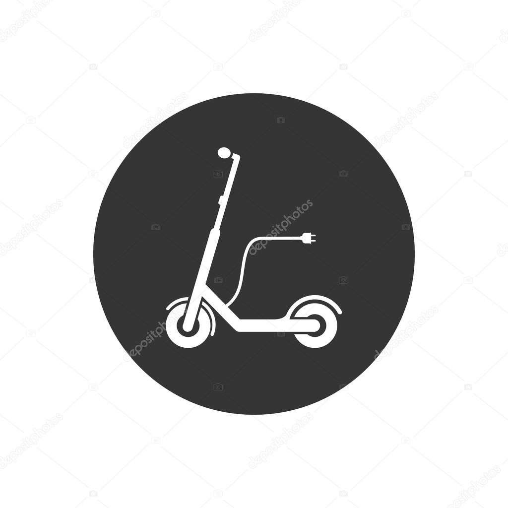 Vector electric scooter white icon design on gray